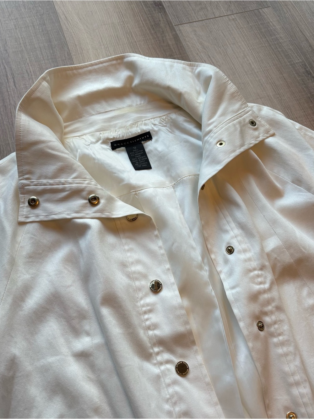 Grace Elements | Women’s White Snap-Front Casual Button-Down | Size 12
